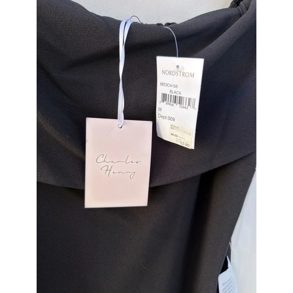 Charles Henry Off Shoulder LBD Black Cocktail Dress NWT Size Medium Classic